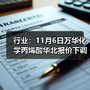 行业：11月6日万华化学丙烯酸华北报价下调 来源：互联网 2025-11-06（图2）