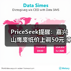 PriceSeek提醒：嘉兴山鹰废纸价上调50元