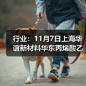 行业：11月7日上海华谊新材料华东丙烯酸乙酯价格下调