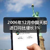 2006年12月中国天胶进口同比增长3%